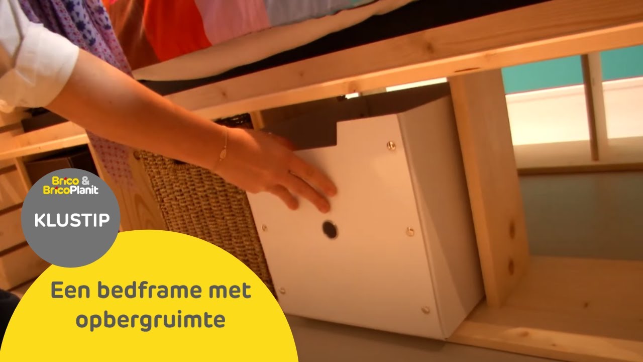Een bedframe met opbergruimte