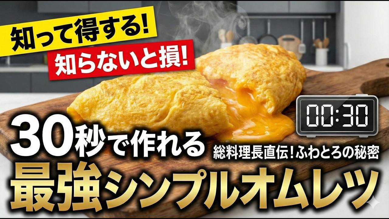 【総料理長直伝】30秒で極上ふわとろ！知らなきゃ損する「最強シンプルオムレツ」の作り方