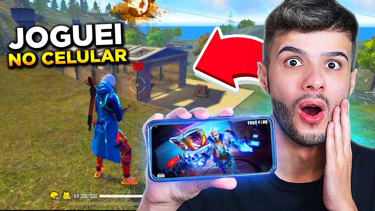 Joguei FREE FIRE no CELULAR pela PRIMEIRA VEZ!!