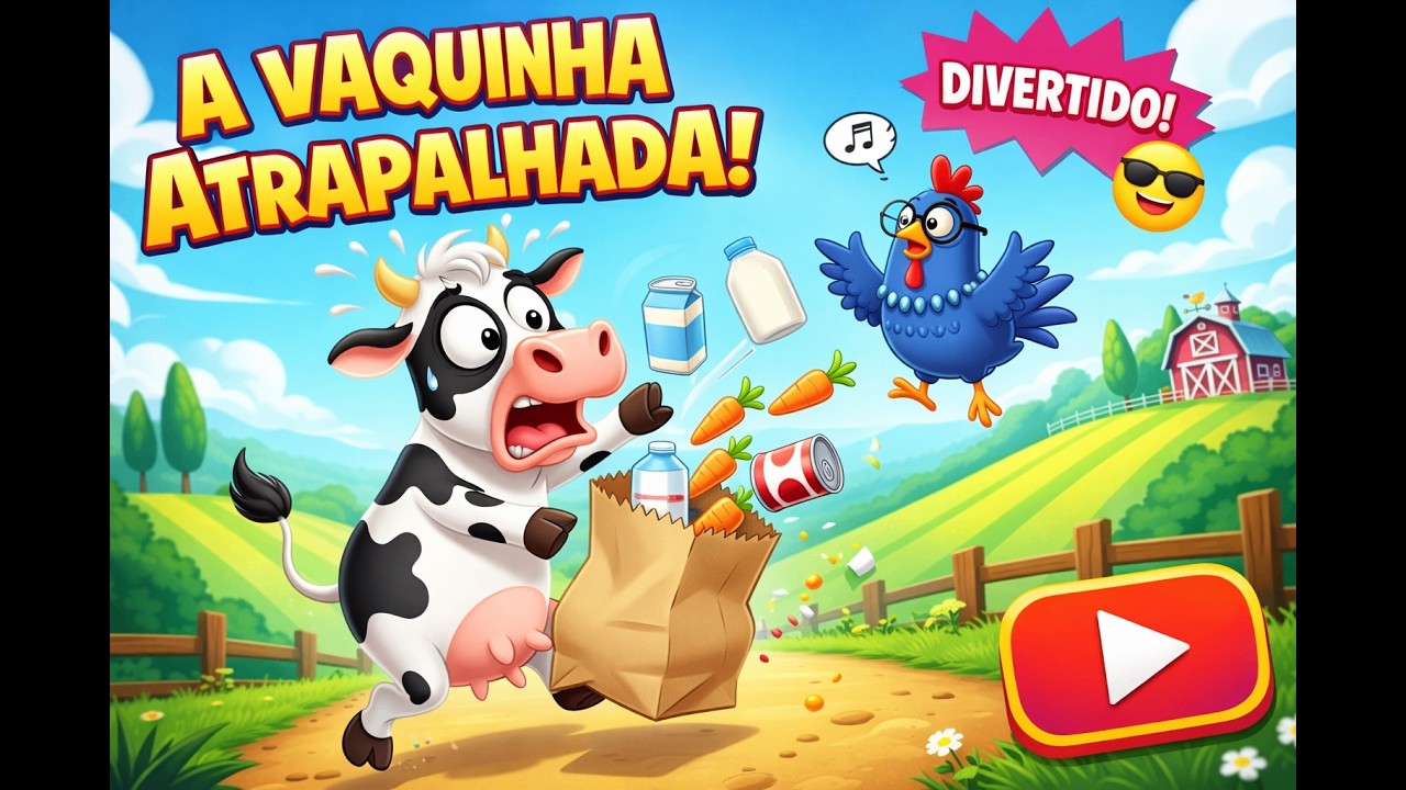 Vaquinha Atrapalhada 3D 🐄✨ Desenho Infantil pra criança