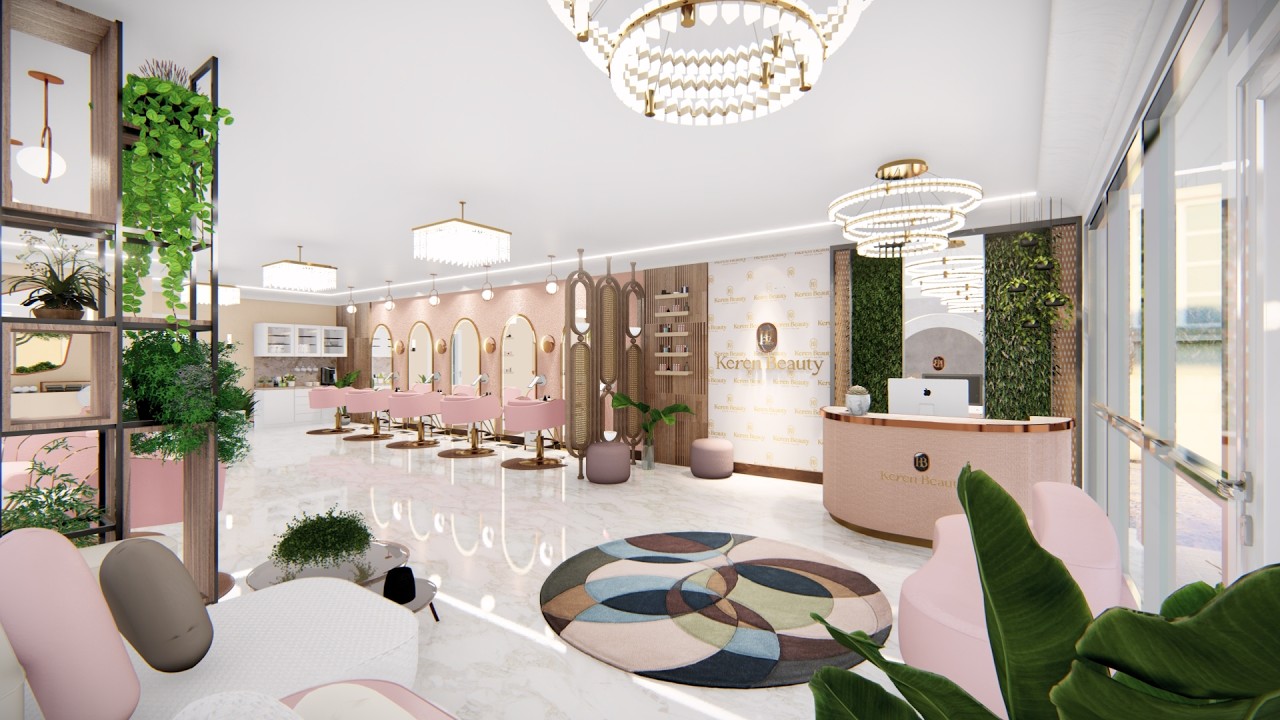 Luxury Salon Design Idea | Feminine Pink & Beige Interior Concept | Klinon Studio