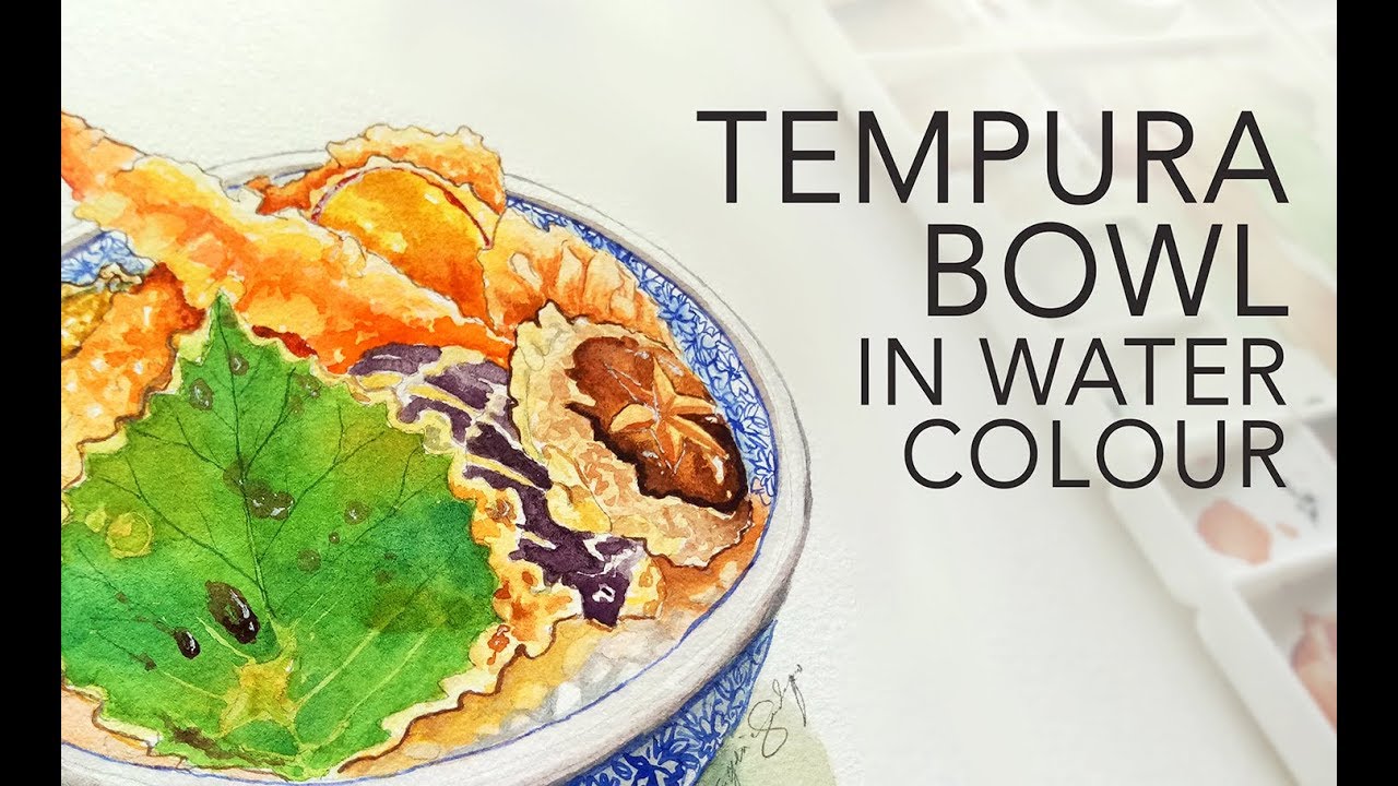 Painting TEMPURA BOWL: Experimenting with ECOLINE LIQUID WATERCOLORS