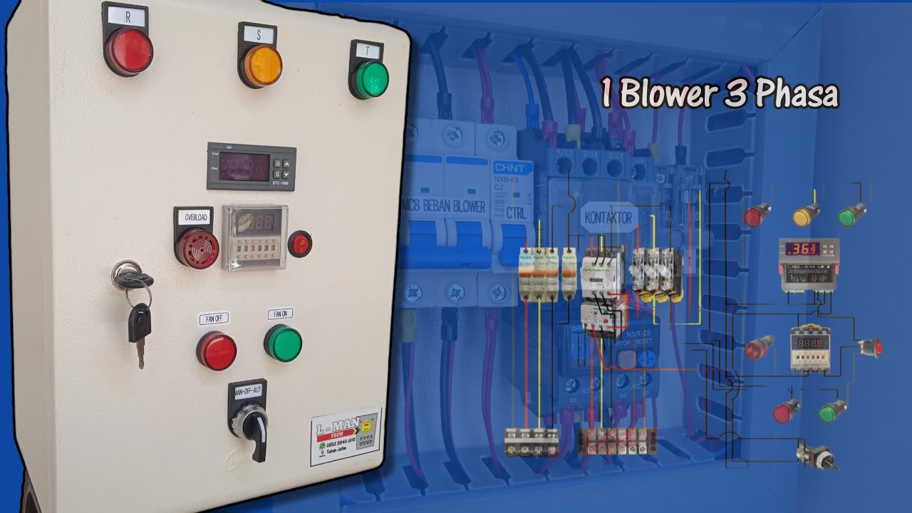 Wiring Pengkabelan Panel 1 Blower 3 Phasa Menggunakan STC 1000 dan Timer DH48S
