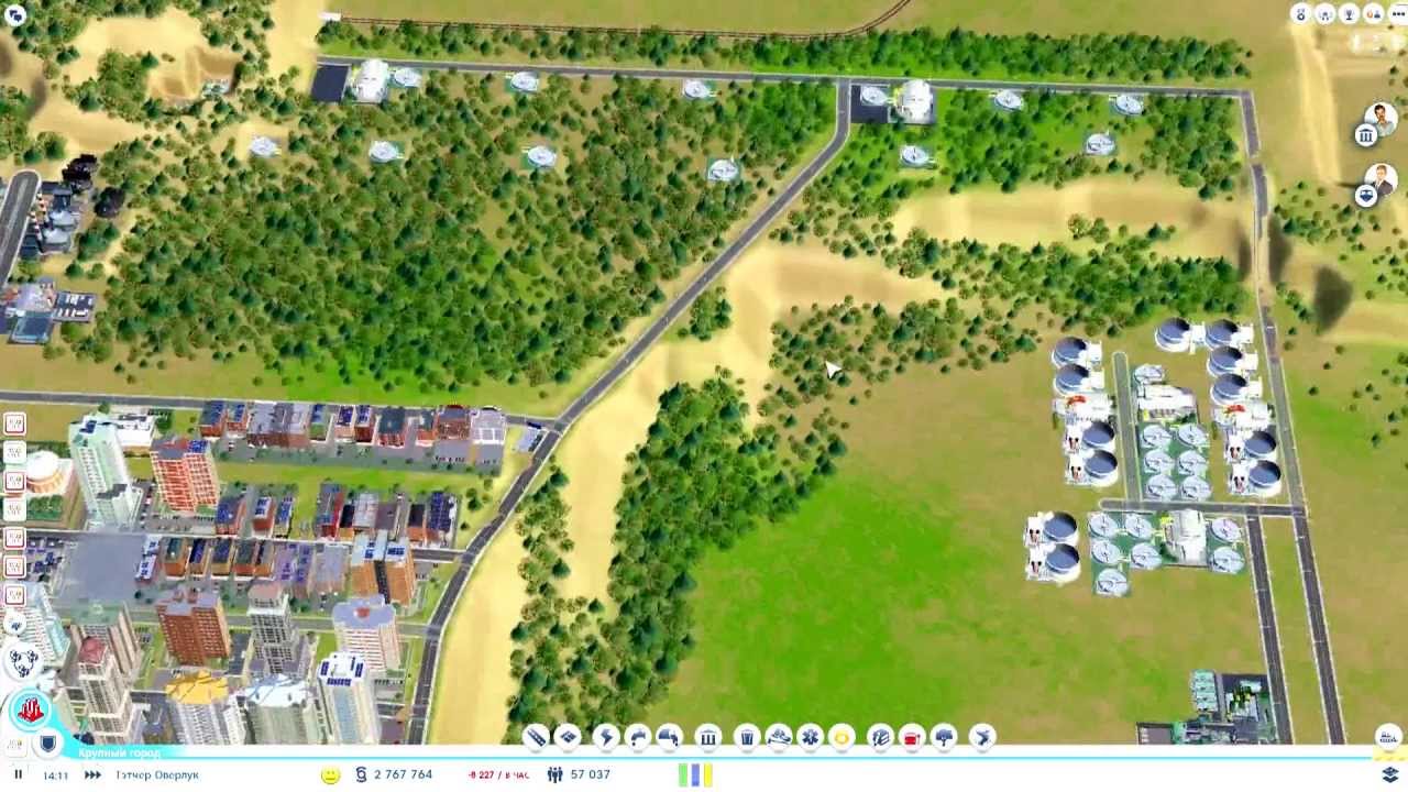 SimCity источник воды, чистка загрязнения и падение метеорита