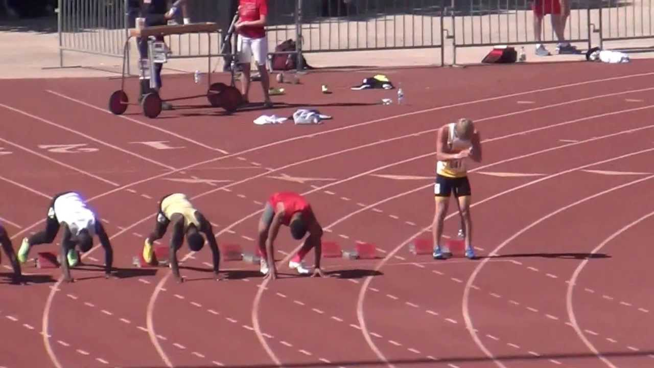 Trayvon Bromell goes 9.99w!!!!!  GSWTFC Boys 100 2013