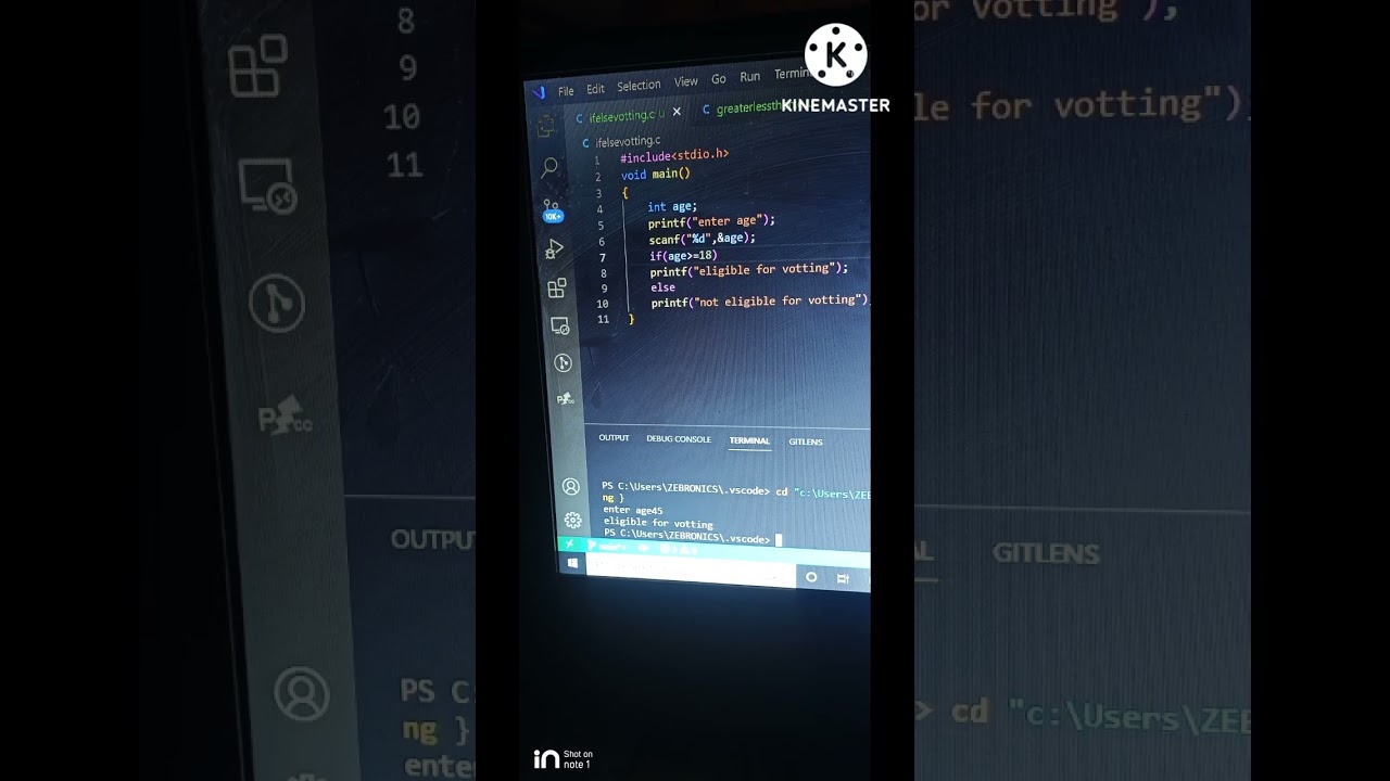 C Language Program 🖥️I Eligible Voting Program 👍👍I in PC 🖥️#c