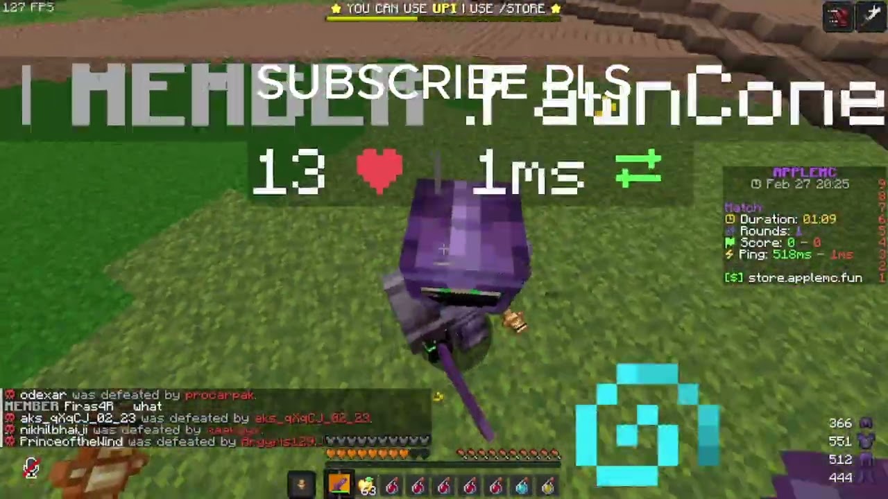 DAY 2 IN MINECRAFT APPLEMC !! LEARING SOME PVP IN GRAPES