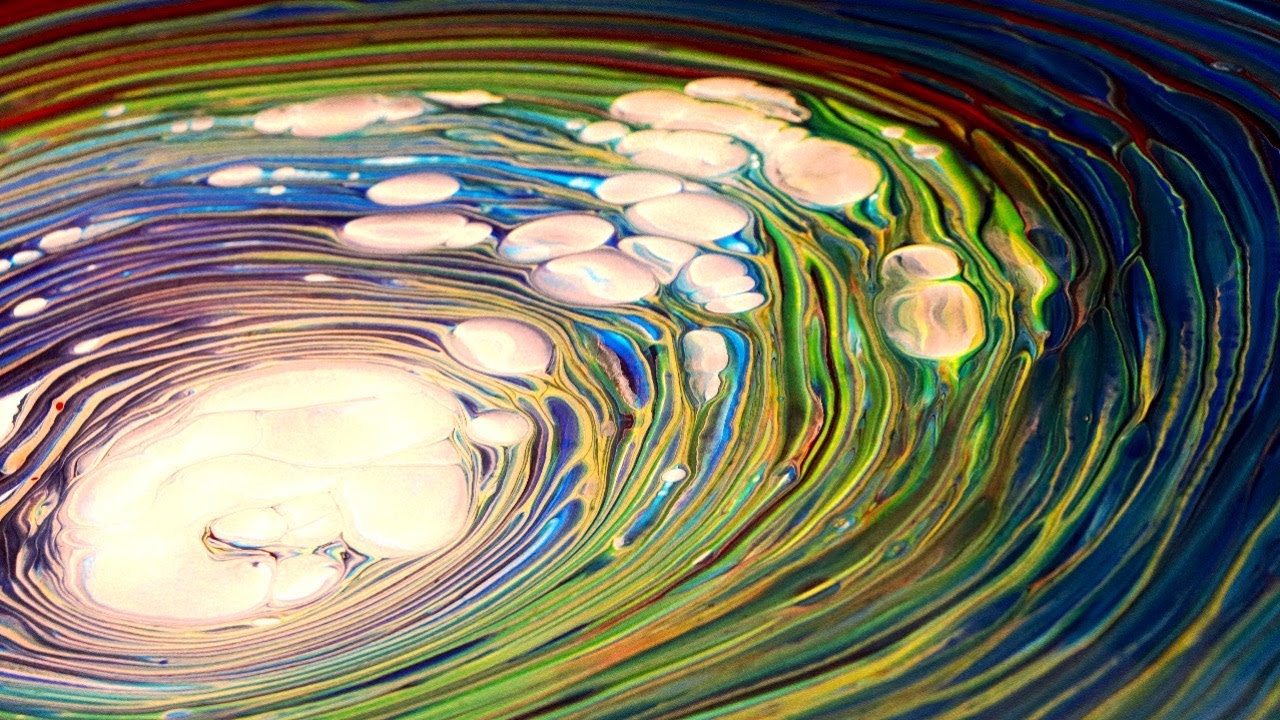 Large canvas acrylic pour | HUGE CLOUD EFFECT using ring pour acrylic technique