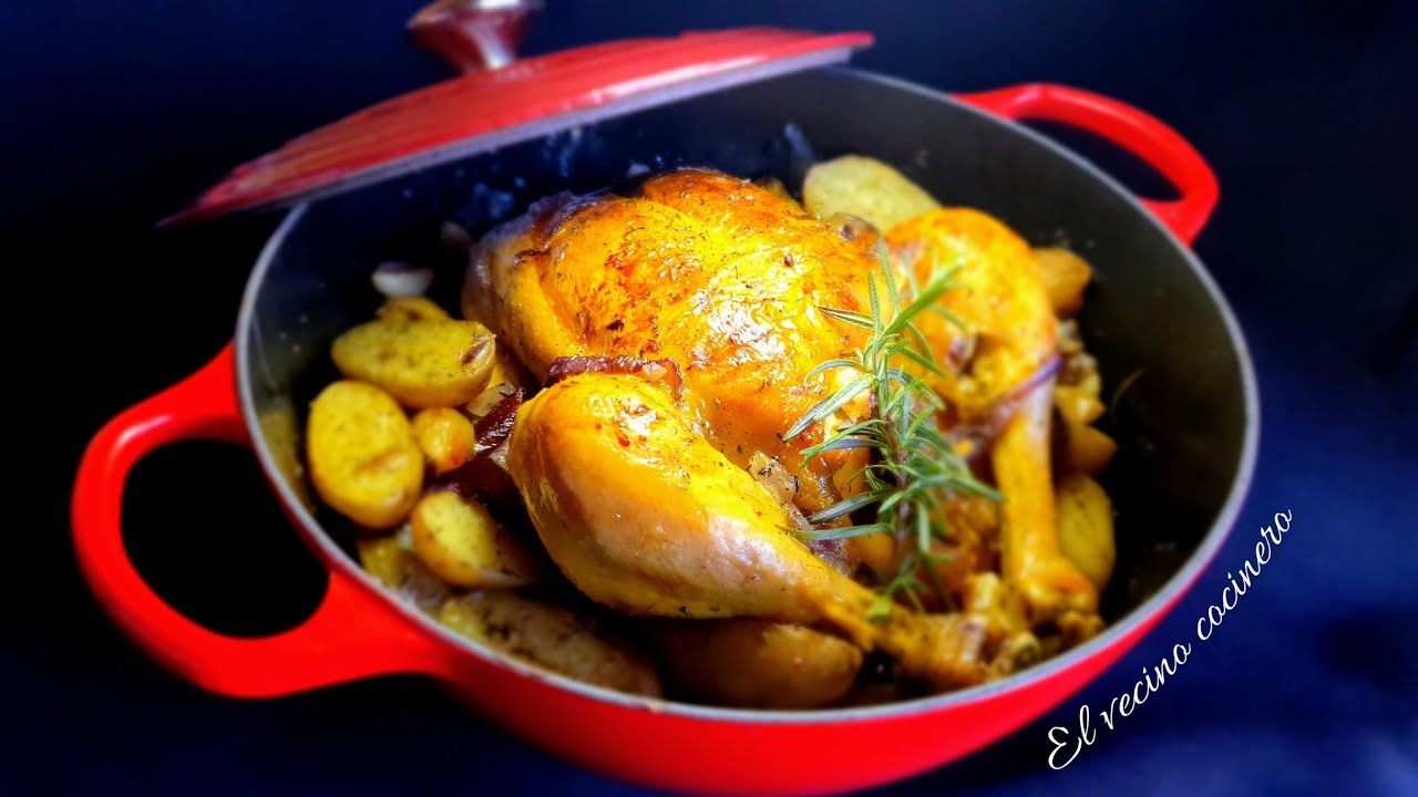 POLLO ASADO con patatas en COCOTTE 🍗