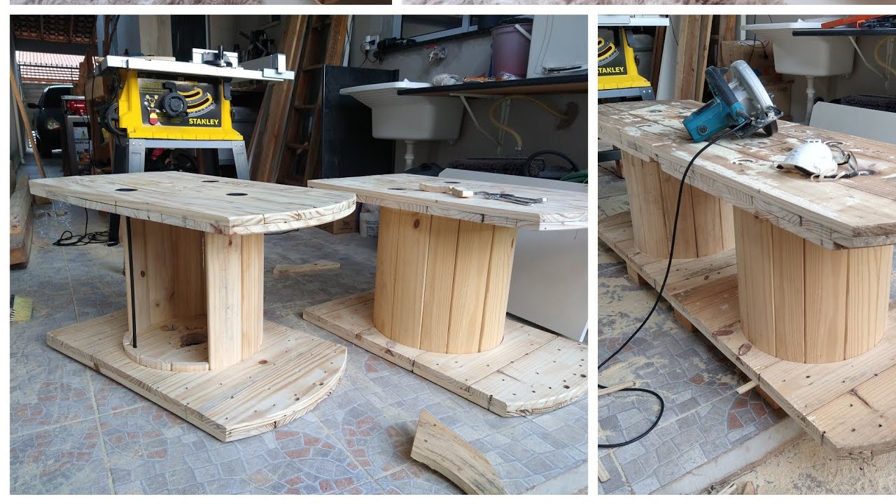 Projeto com Carretel bobina de madeira / Woodworking