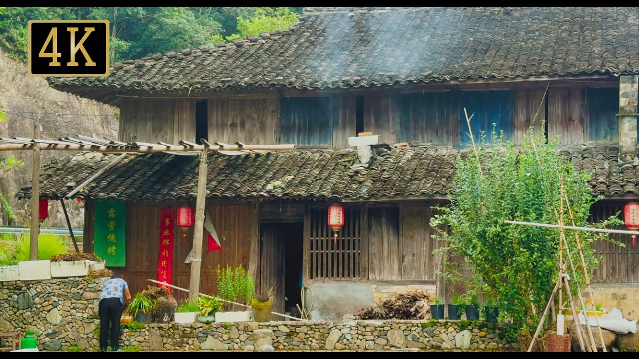 Traditional Chinese Village Walk | Peaceful Mountain Life in the Canyon · 4K