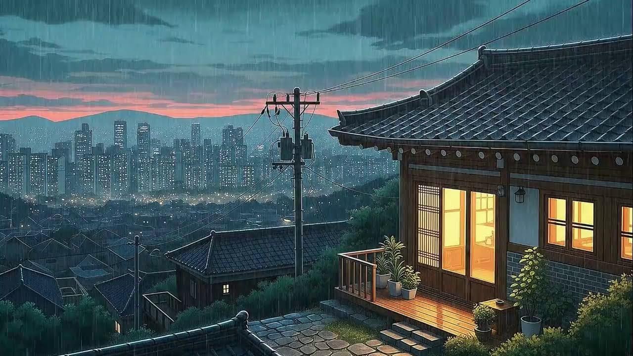Rain Sounds and Lofi for Work in a Peaceful Korean Atmosphere for Stress-Free Work 😌