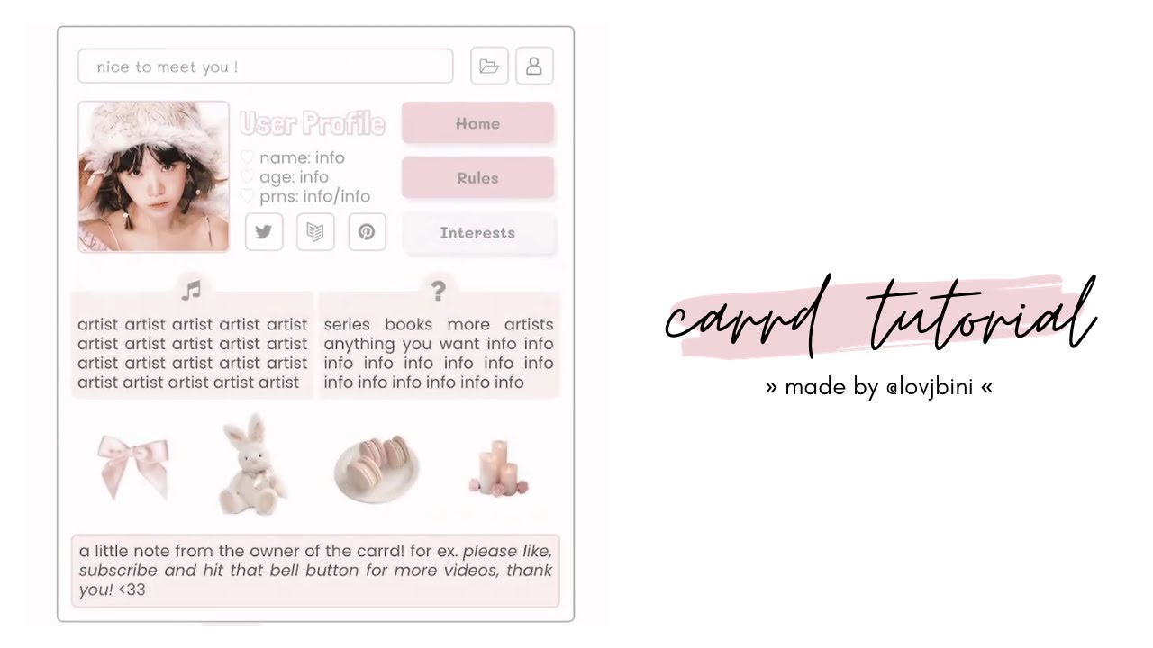 cute interactive carrd tutorial — © elroseria