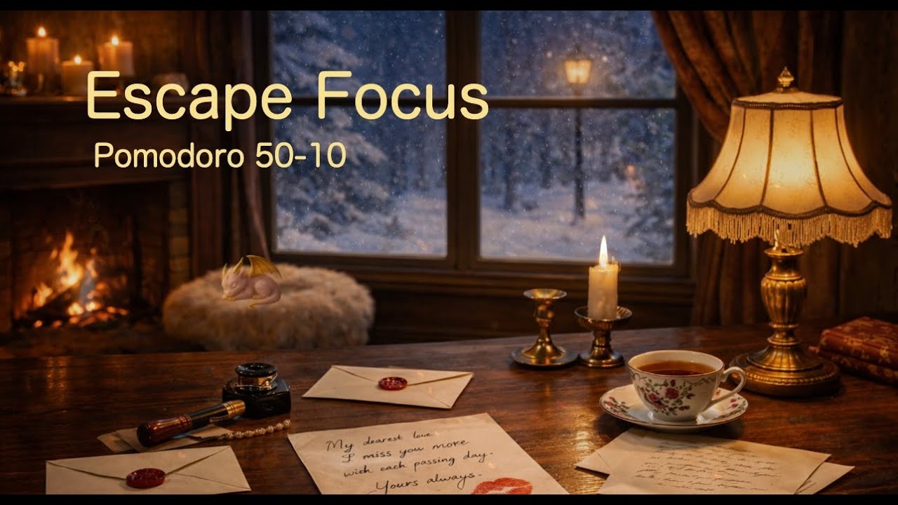 Escape Focus  | Writing Love Letters in a Cozy Winter Boudoir 💌 | Pomodoro 50-10