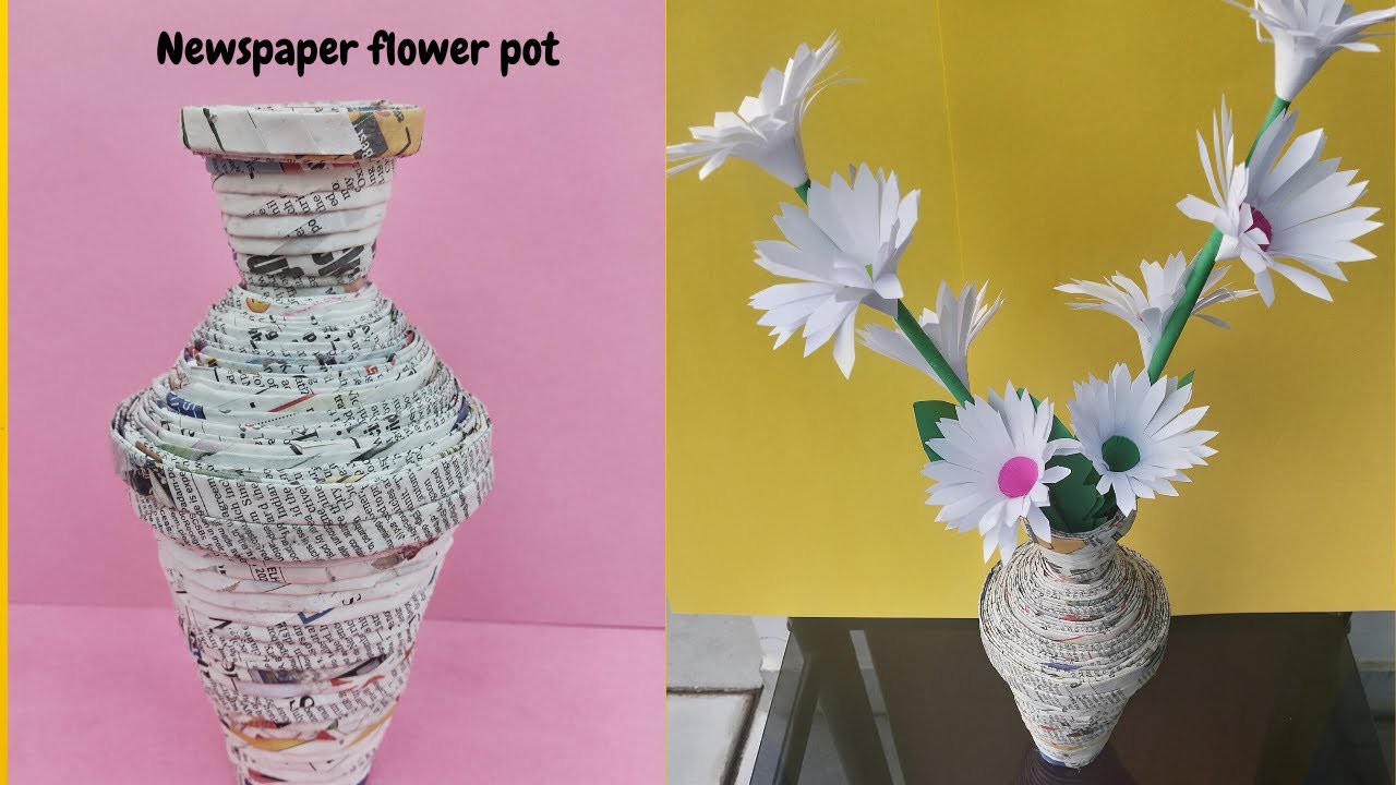 How to make flower vase/pot with newspaper | Newspaper craft Eco-Friendly Home Decor with Newspaper
