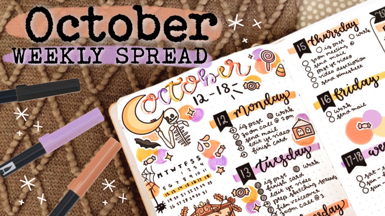 october weekly spread setup🌙 🎃  bullet journal | plan with me