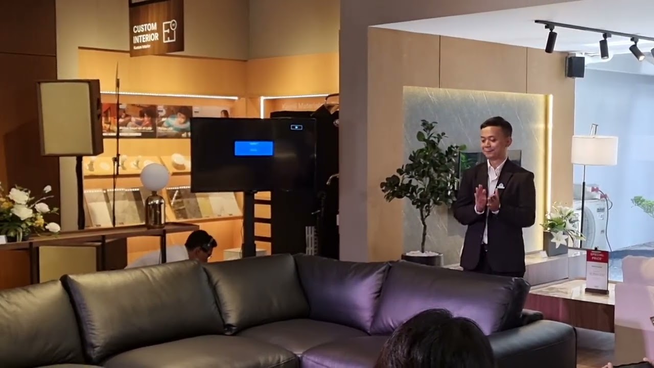 Dimas H. Priawan, CEO & Co Founder DEKORUMA unveiling WEGNER, the new modular sofa of TENZO Living.