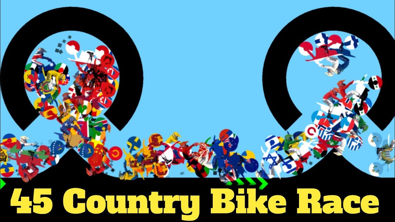 45 Country Motorbike & 44 Elimination Dirt Bike Race Tournament in Algodoo / Motocross Racing