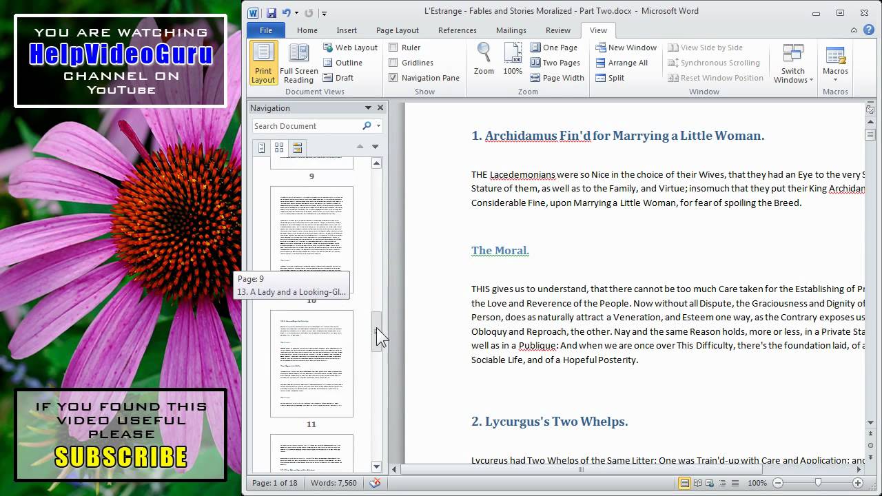 Navigation Pane and Search Introduction - Microsoft Word 2010