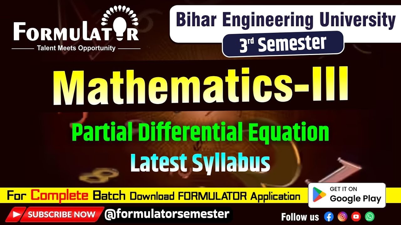 Day-01 Mathematics-III PDE Lecture | BEU 3rd Sem | New Syllabus