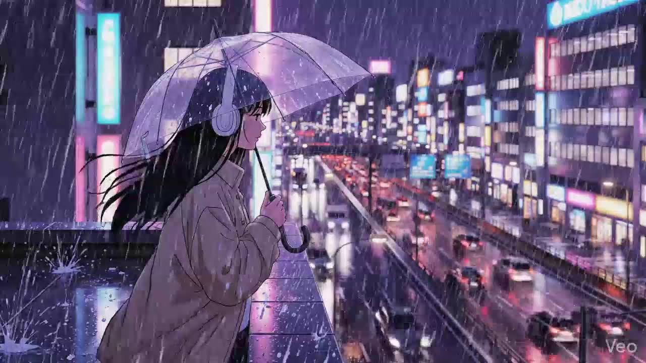 Japanese Neon Rain 🌧️ Night Lofi for Focus & Relax