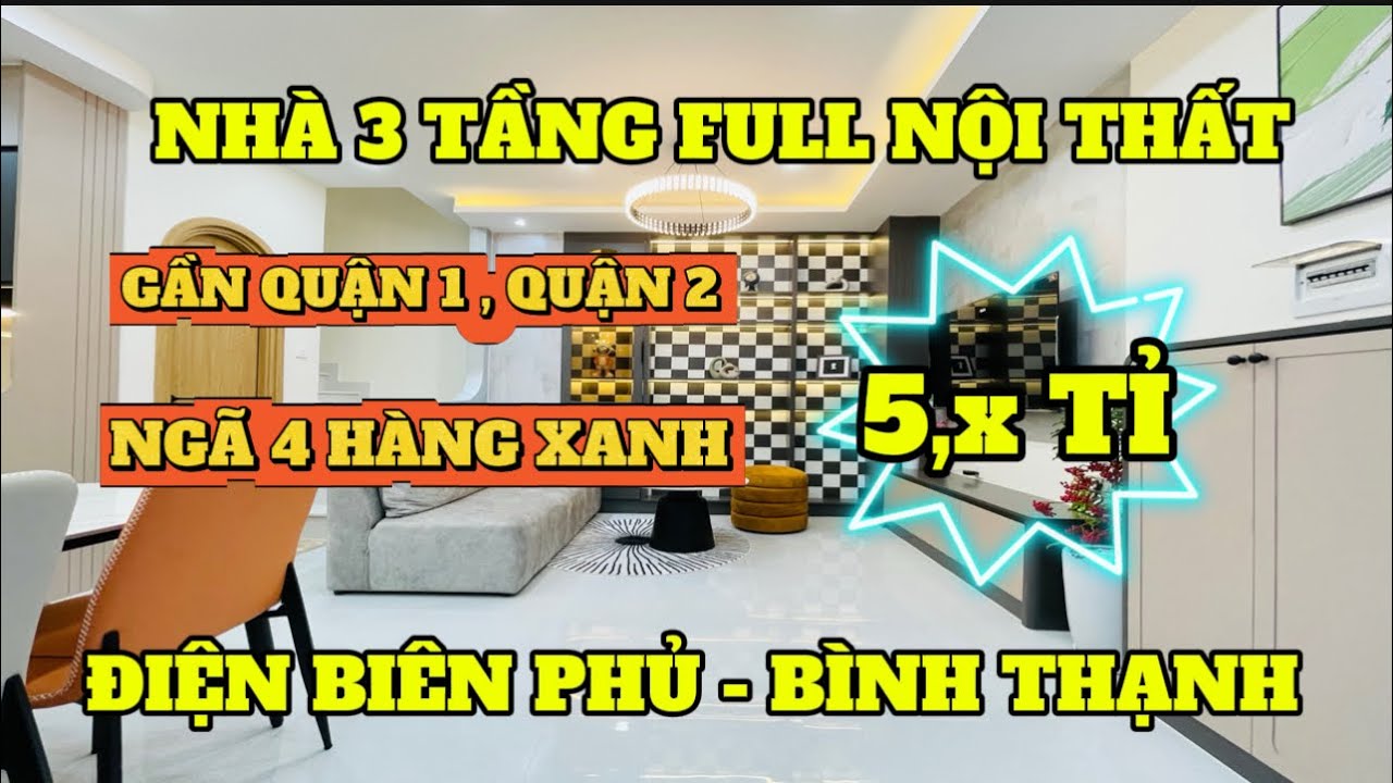 NHÀ ĐẸP BÌNH THẠNH GIÁP QUẬN 1 , QUẬN 2 , ĐƯỜNG ĐIỆN BIÊN PHỦ , GẦN NGÃ 4 HÀNG XANH CHỈ 5 TỈ
