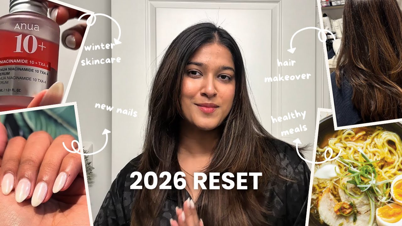 NEW YEAR GLOW UP + RESET || new hair, nails and winter skincare routine!