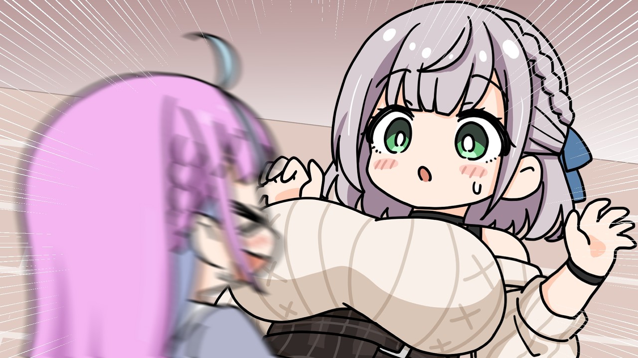 Aqu-tan bumps into Danchou&rsquo;s airbags  【Hololive AnimatedClip/Eng sub】【Noel/Aqua】