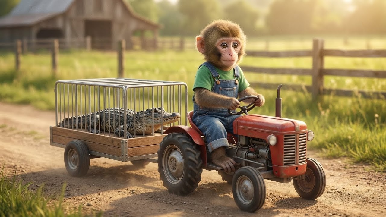Baby Monkey vs the Garden Crocodile! Can His Trap Save the Farm? 🐒🐊🌱