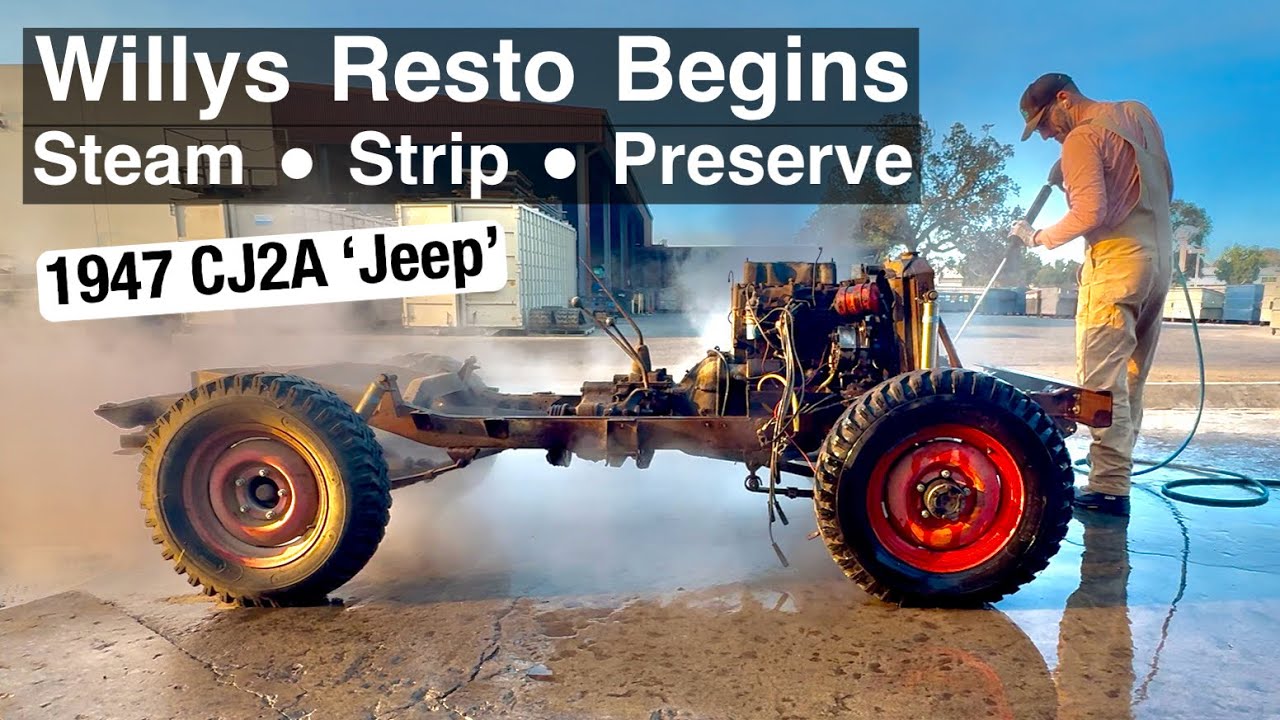 Willys CJ2A Resto Part 1: Steam Clean, Engine Pull, & Frame Work