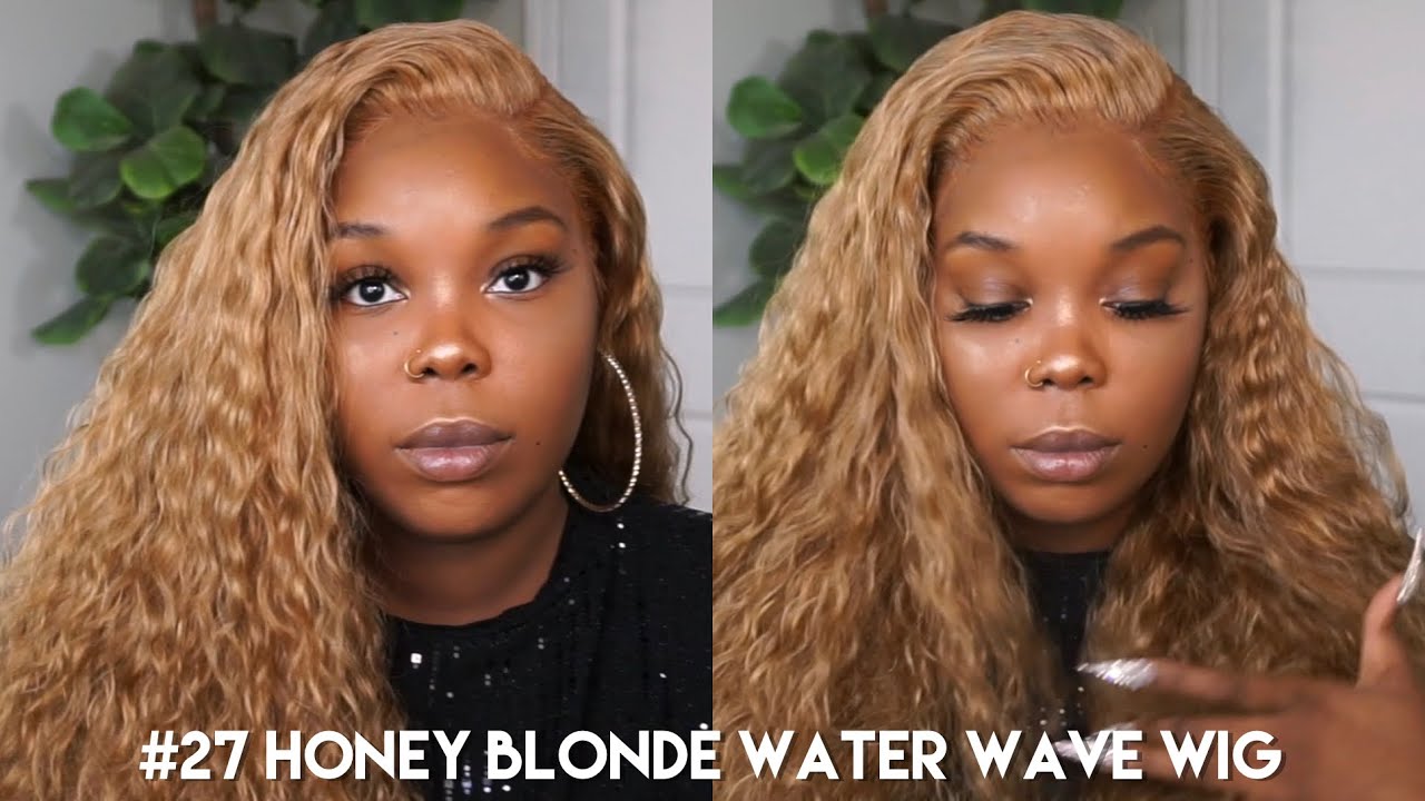 #27 Honey Blonde Water Wave Wig Install On Brown Skin Girl | Asteria Hair