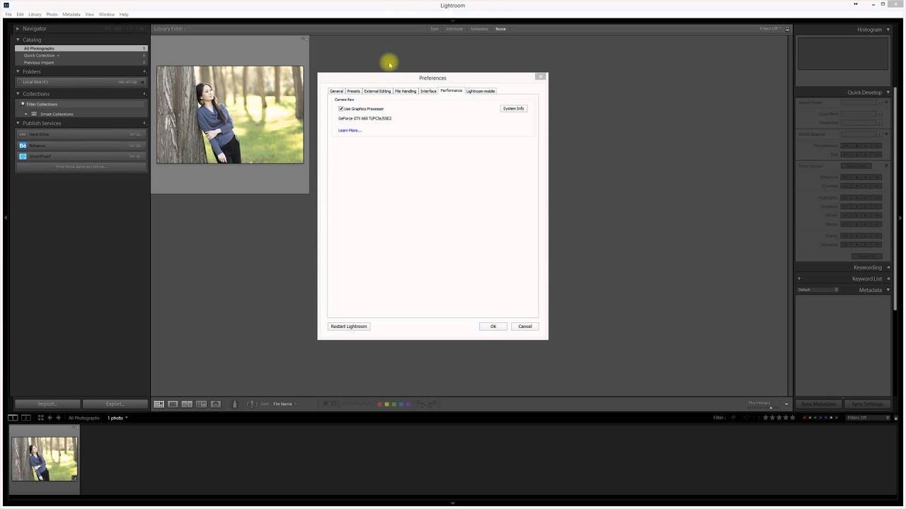Enable or Disable GPU Acceleration in Adobe Lightroom CC / 6