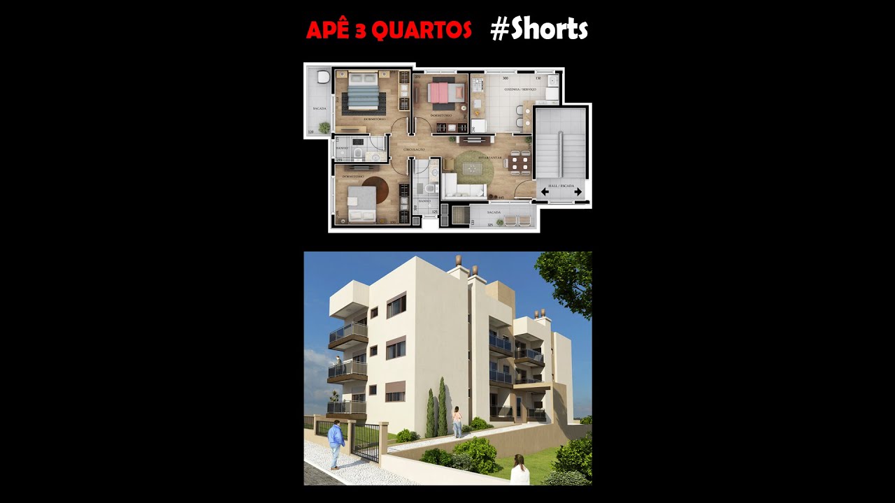 APARTAMENTOS PEQUENOS 3 QUARTOS - FACHADA DE PR&Eacute;DIO 3 ANDARES - #Shorts