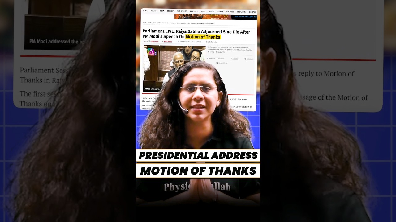 Motion of Thanks to President's Address | What is Motion of Thanks #shorts #viral #pw #trending