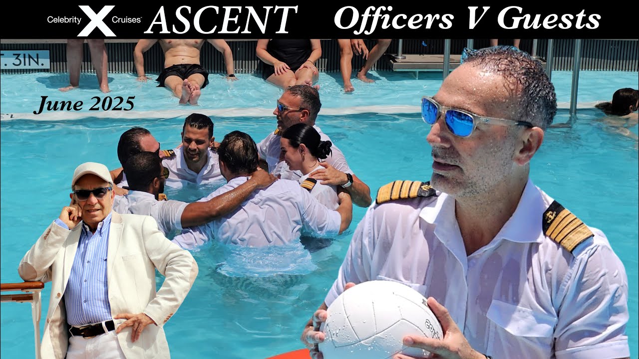 CELEBRITY ASCENT  Officers vs Guests Pool Volleyball By Costi