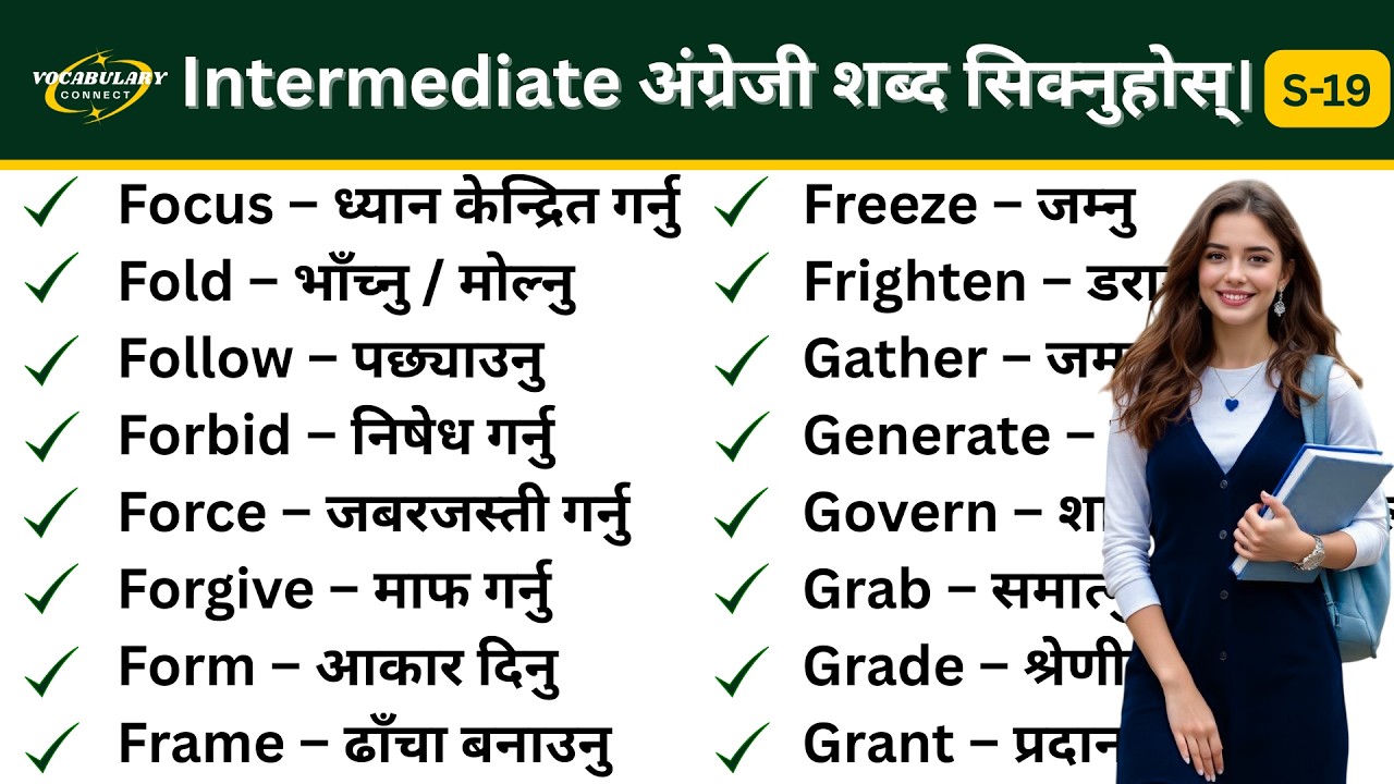 Intermediate अंग्रेजी शब्द सिक्नुहोस् | Learn English Vocabulary with Nepali Meaning | Series-19