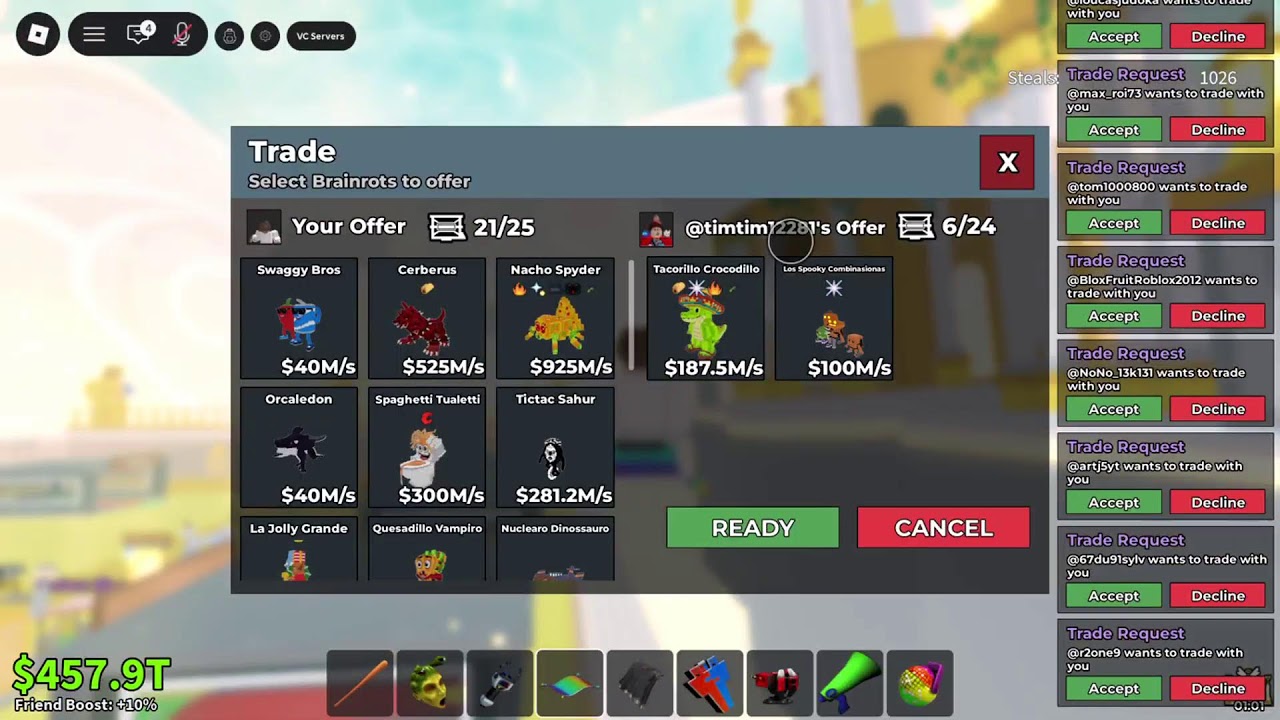 Live Roblox fr chill steal a brainrot je trade!