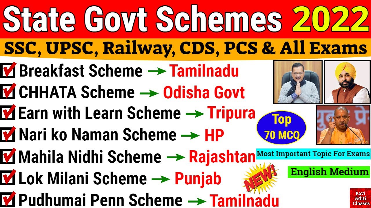 State Schemes 2022 | All Goverment Schemes 2022 | Last 6 Months Current Affairs 2022 in English
