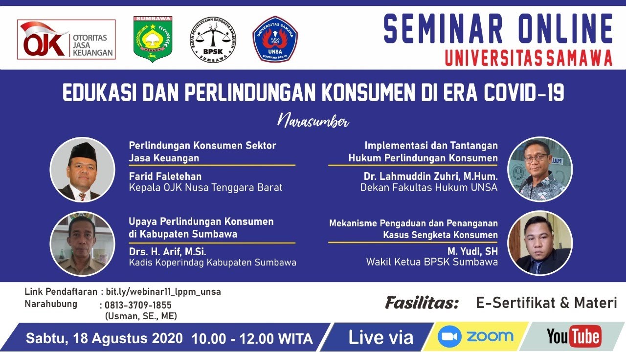 SEMINAR ONLINE : EDUKASI DAN PERLINDUNGAN KONSUMEN DI ERA COVID-19
