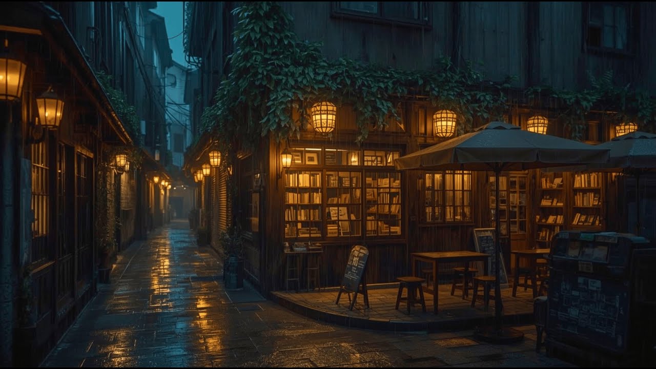 Rainy Alley in Japan | Peaceful Café Atmosphere