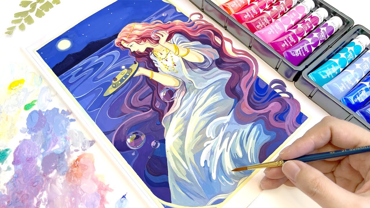 Studio Ghibli Painting / Relaxing Painting Video / Ponyo / Gouache Painting Process / Tutorial 🌊
