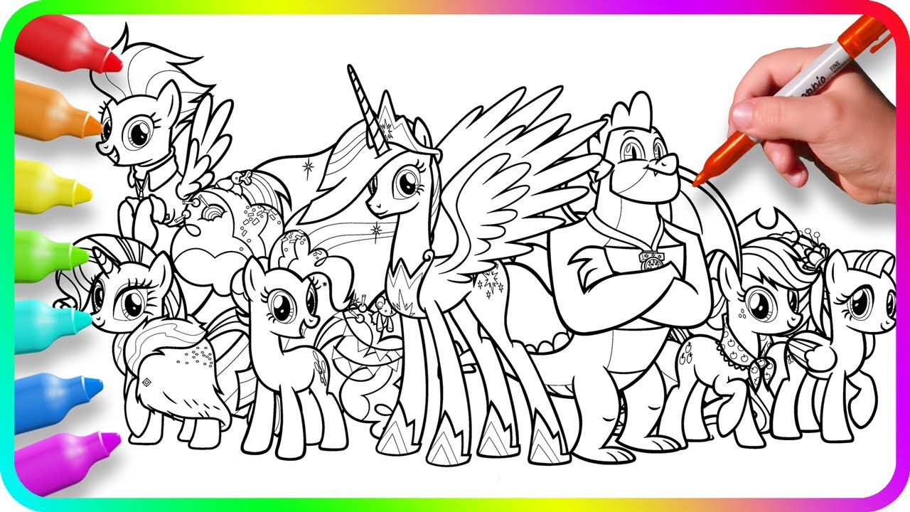 Coloring Pages MY LITTLE PONY - Princess Twilight and friends / How to color My Little Pony. MLP