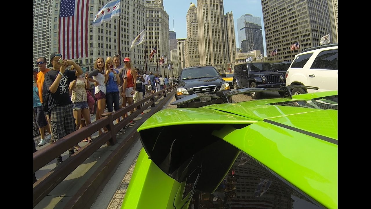 Lamborghini Murcielago Loud Exhaust GoPro Peoples Reaction in Chicago