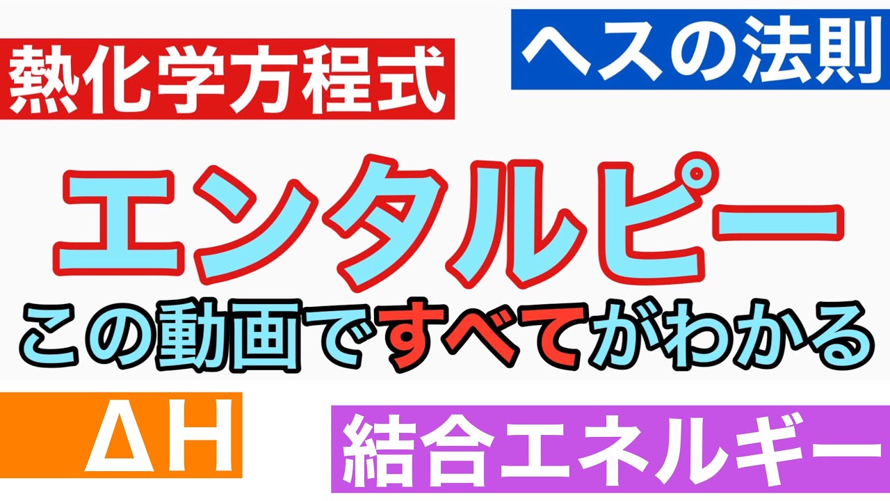 【化学】エンタルピー　熱化学方程式　ヘスの法則　結合エネルギー