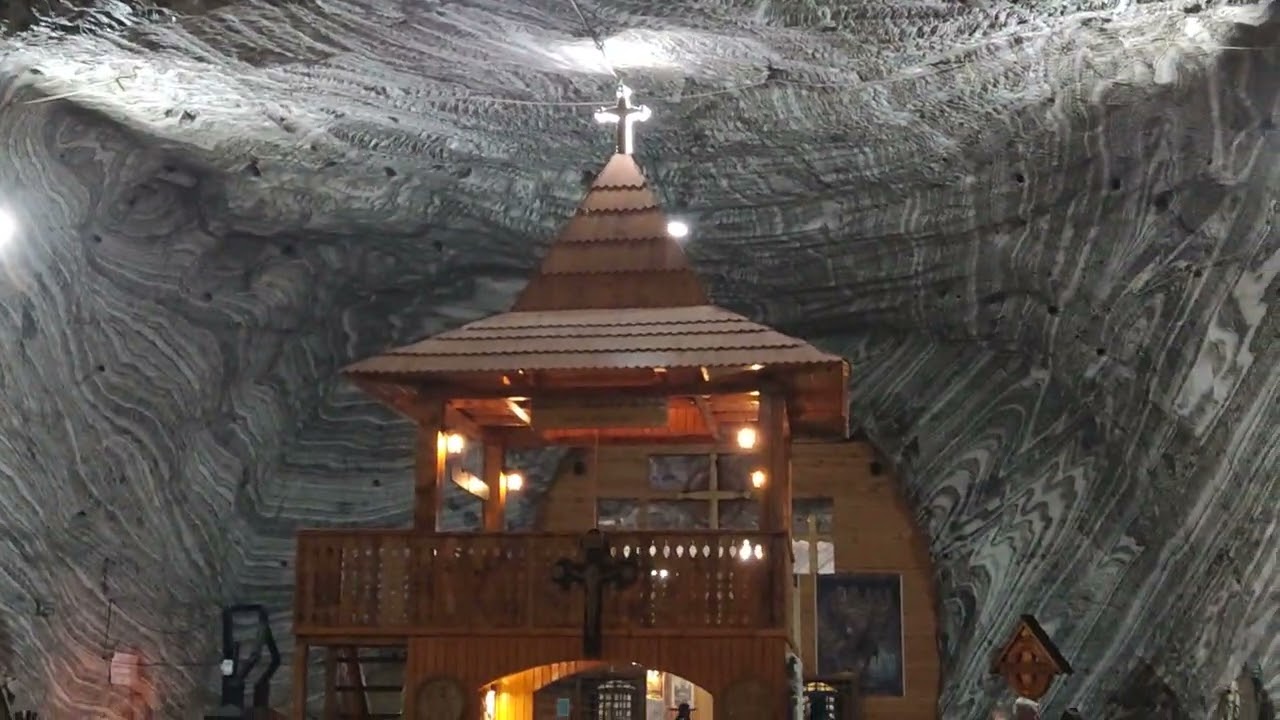 walking inside the salt mine galleries - Salina Ocnele Mari, V&acirc;lcea County, Rom&acirc;nia.