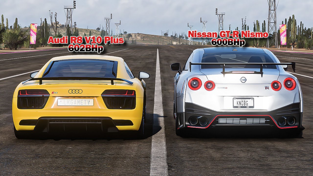 FH5 DRAG RACE! Audi R8 v10 Plus Vs Nissan GT-R Nismo (Which is Fastest)
