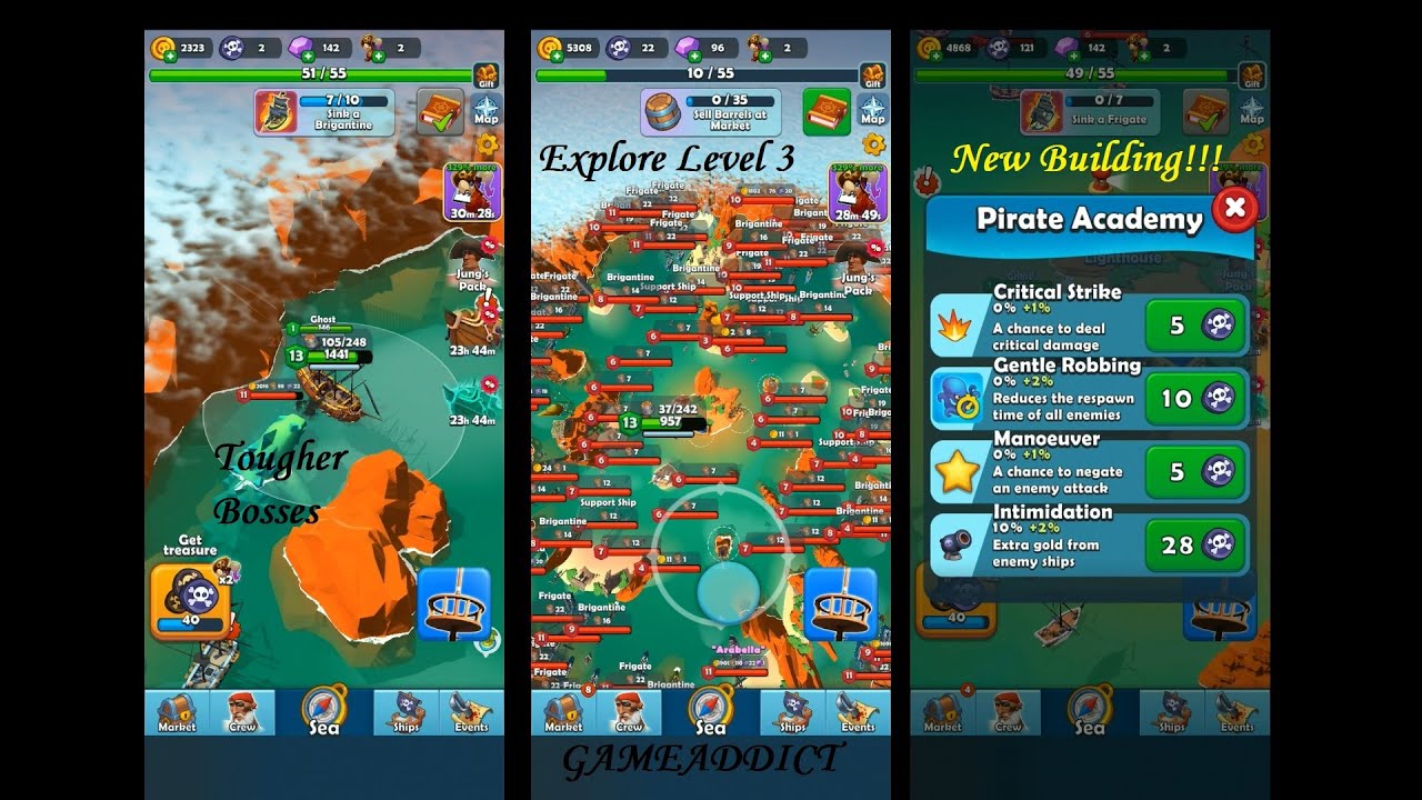 Pirate Raid &ndash; Caribbean Battle - Crimson Sea - Level 3, 100% Explored, All Creatures/Bosses Defeated