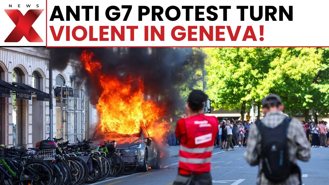 Anti G7 Protest In Geneva: Smashed Windows And Burning Cars Rock Anti G7 Protest In Geneva Streets