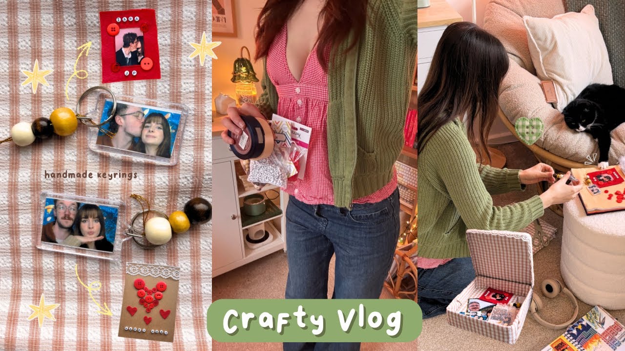 Crafty Vlog 💌┃matching keyrings, memory box & trying felting