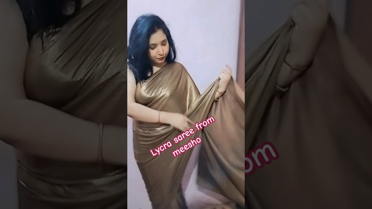 Lycra Saree From Meesho 🤎/ Comment for link 🔗#shorts #youtubeshorts #meesho #meeshosaree #shopping
